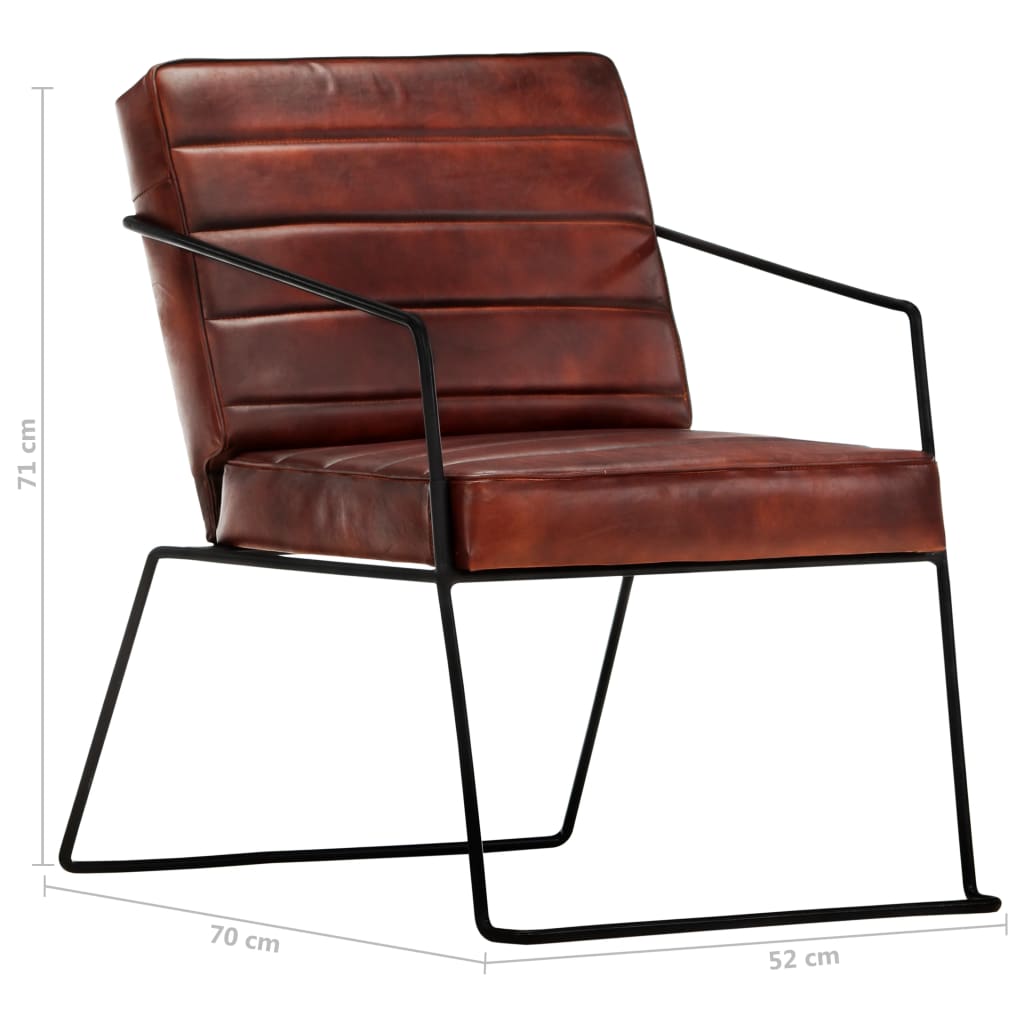 Armchair Dark Brown Real Leather