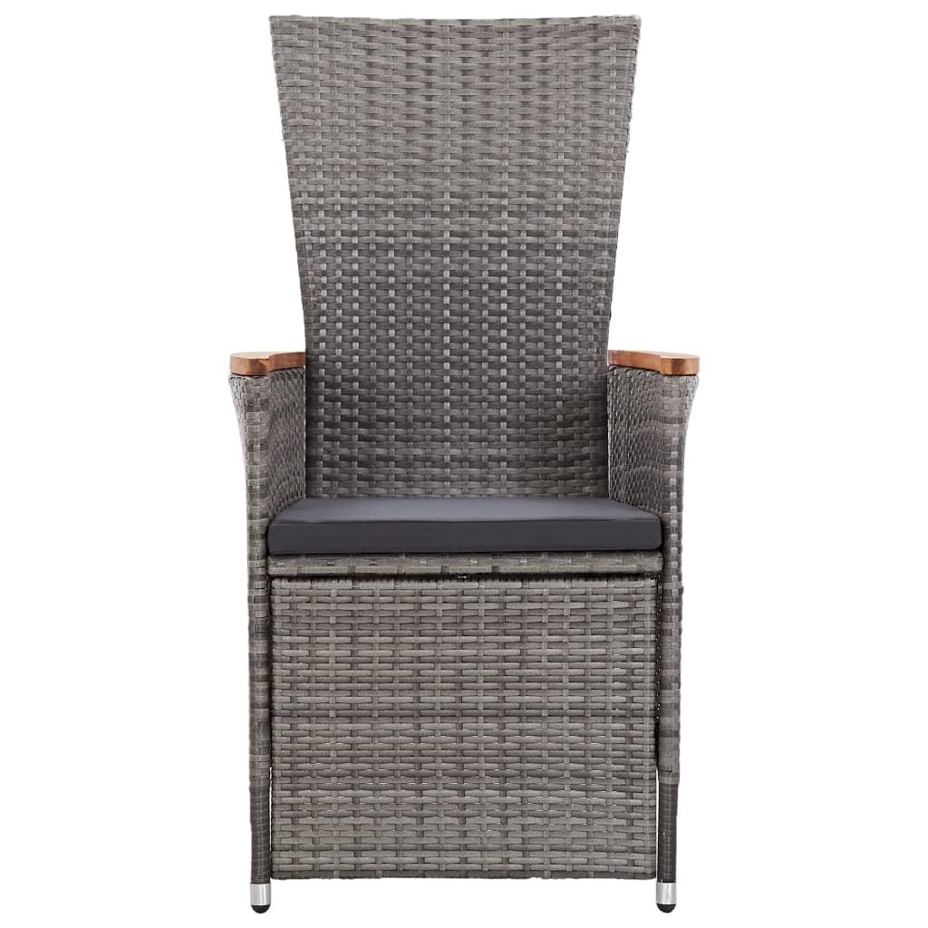 Reclining Garden Chairs 2 pcs with Cushions Poly Rattan Grey