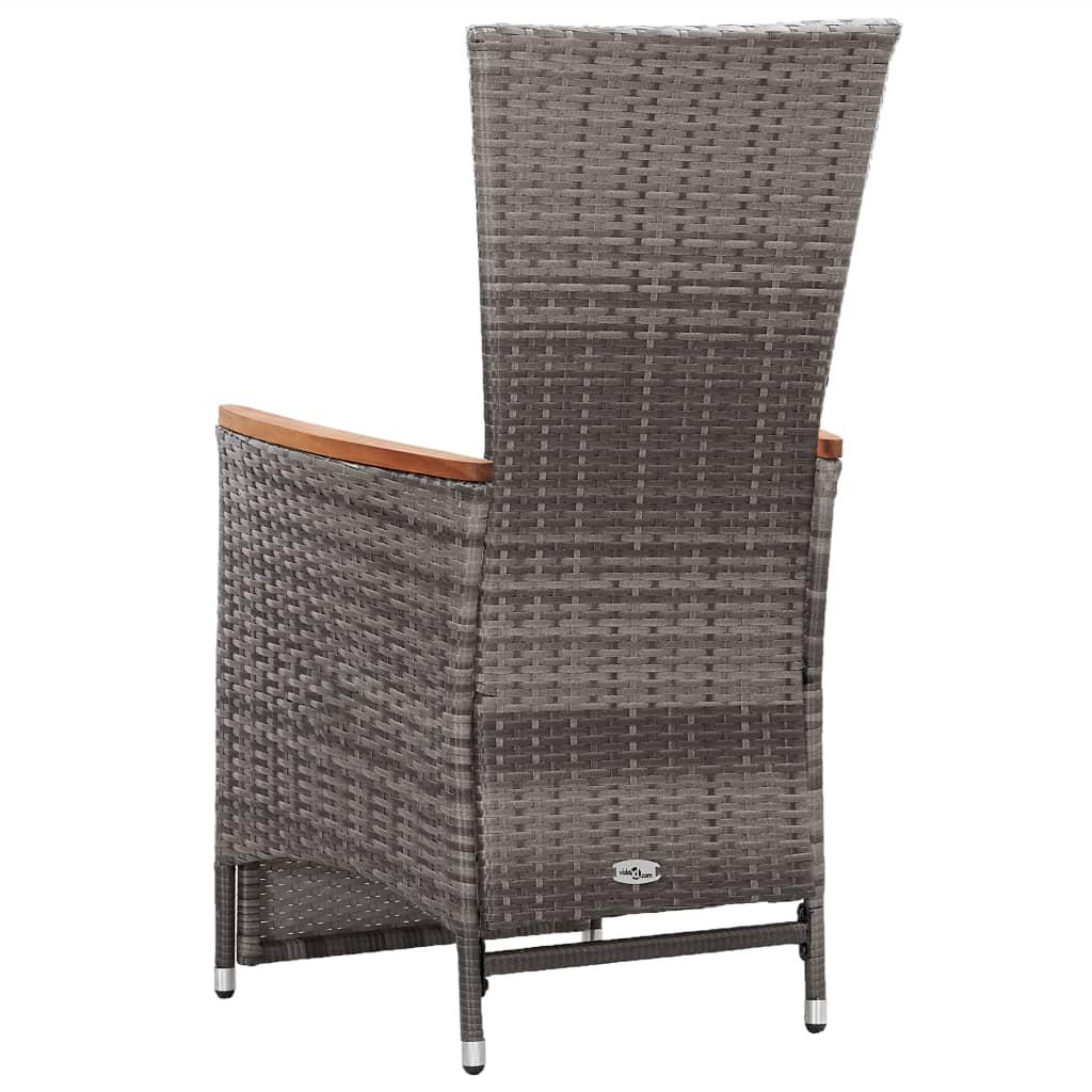 Reclining Garden Chairs 2 pcs with Cushions Poly Rattan Grey