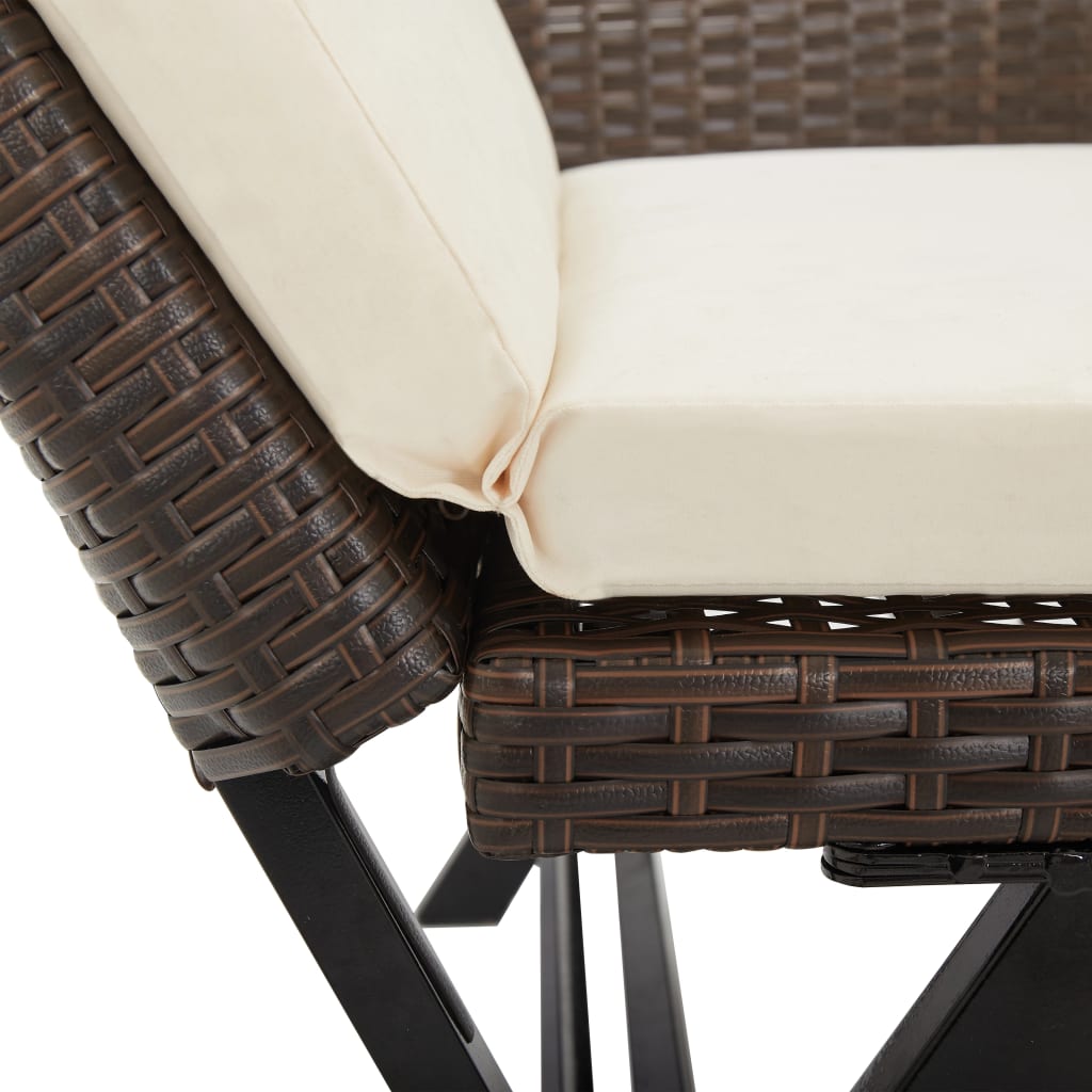 Garden Bench with Cushions 176 cm Brown Poly Rattan