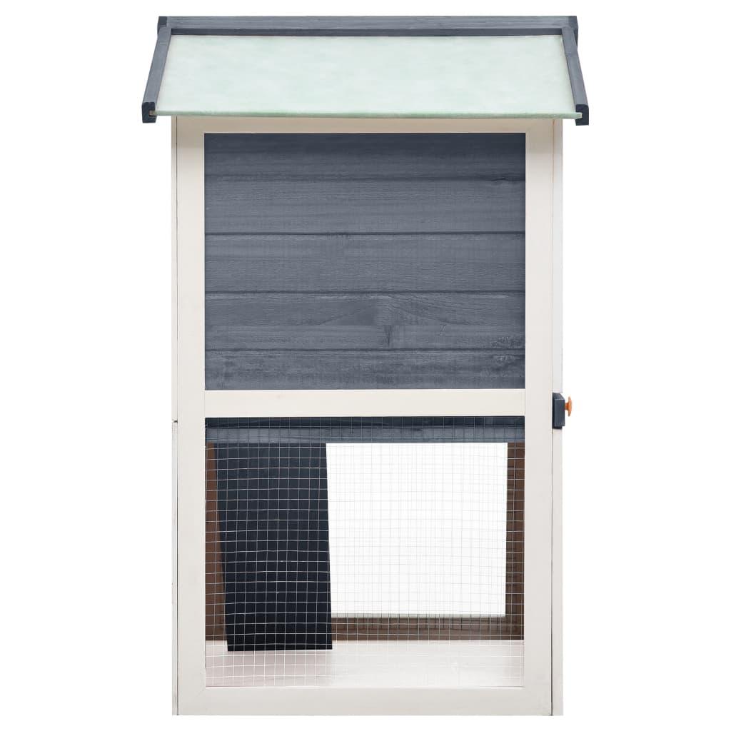 Outdoor Rabbit Hutch 3 Doors Grey Wood