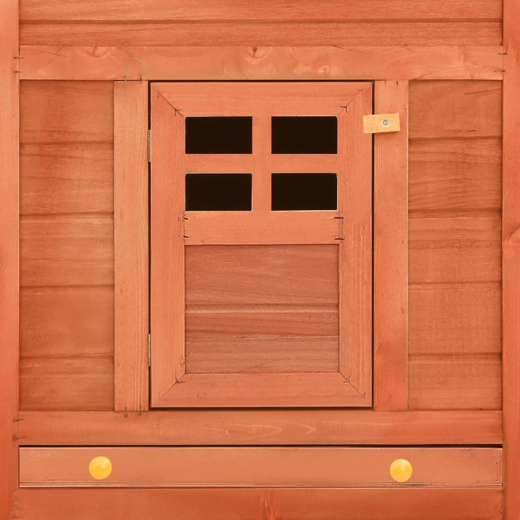 Outdoor Rabbit Hutch with Run Brown Solid Fir Wood