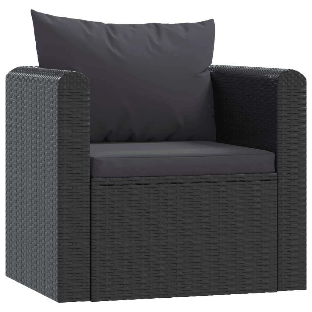 9 Piece Garden Lounge Set with Cushions Poly Rattan Black