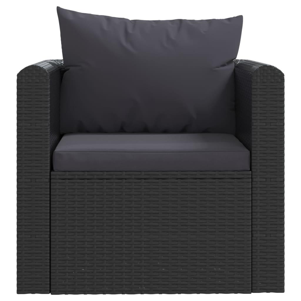 9 Piece Garden Lounge Set with Cushions Poly Rattan Black