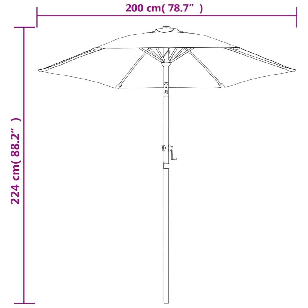 Parasol Burgundy 200x224 cm Aluminium