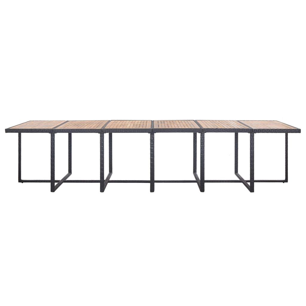 17 Piece Outdoor Dining Set with Cushions Poly Rattan Black