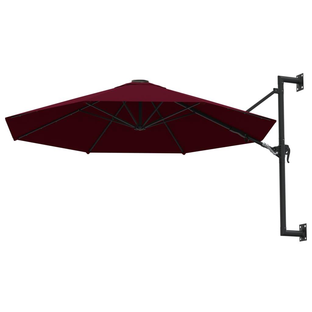 Wall-Mounted Garden Parasol with Metal Pole 300 cm Burgundy