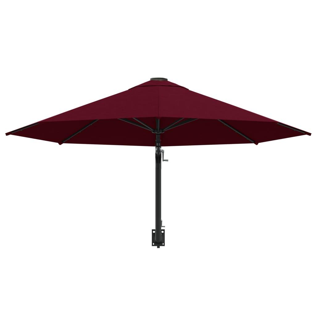 Wall-Mounted Garden Parasol with Metal Pole 300 cm Burgundy