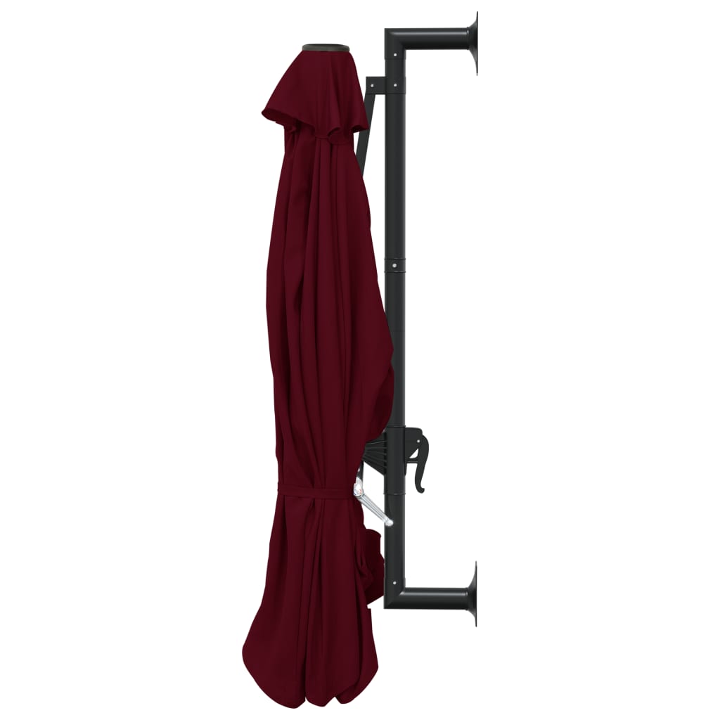 Wall-Mounted Garden Parasol with Metal Pole 300 cm Burgundy
