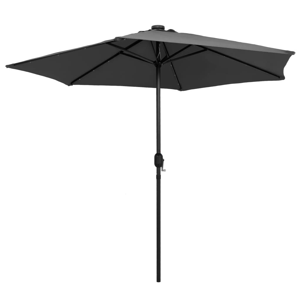 Garden Parasol with LED Lights&Aluminium Pole 270 cm Anthracite