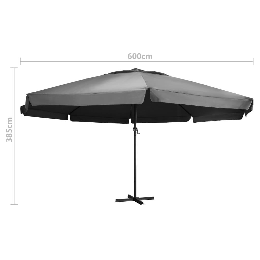 Garden Parasol with Aluminium Pole 600 cm Anthracite