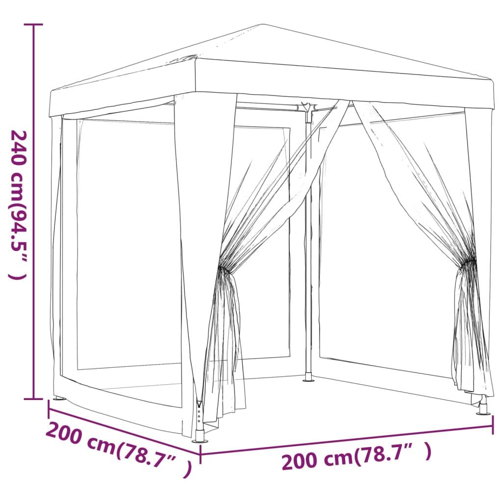 Party Tent with 4 Mesh Sidewalls 2x2 m White
