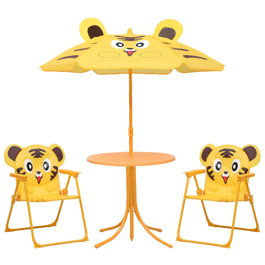 3 Piece Kids&#39; Garden Bistro Set with Parasol Yellow