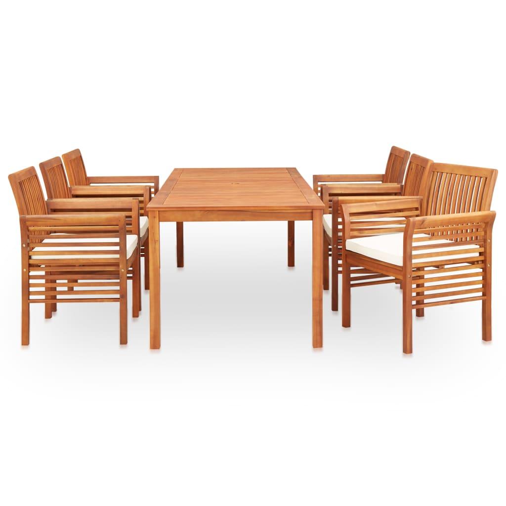 7 Piece Outdoor Dining Set with Cushions Solid Wood Acacia