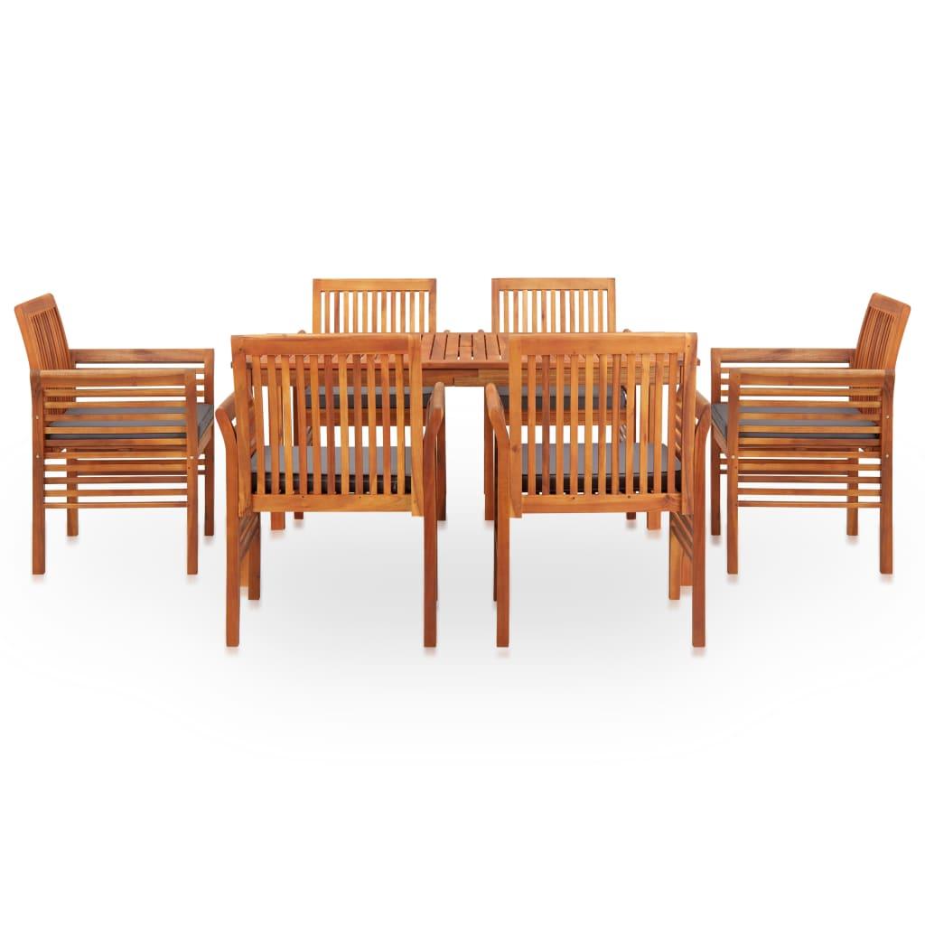 7 Piece Outdoor Dining Set with Cushions Solid Wood Acacia