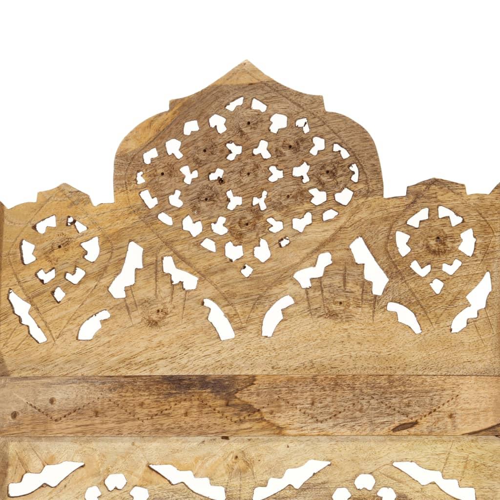 Hand Carved 4-Panel Room Divider 160x165 cm Solid Mango Wood
