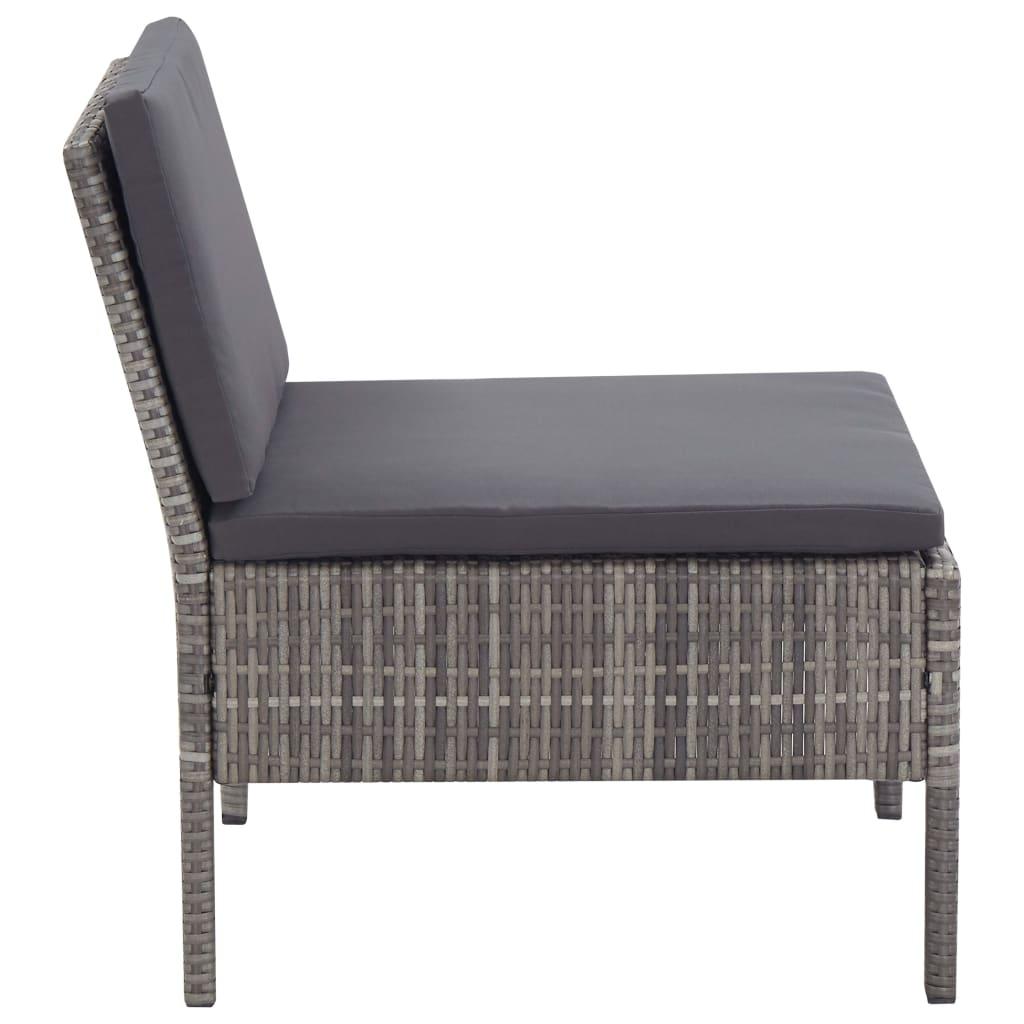 8 Piece Garden Lounge Set with Cushions Poly Rattan Grey