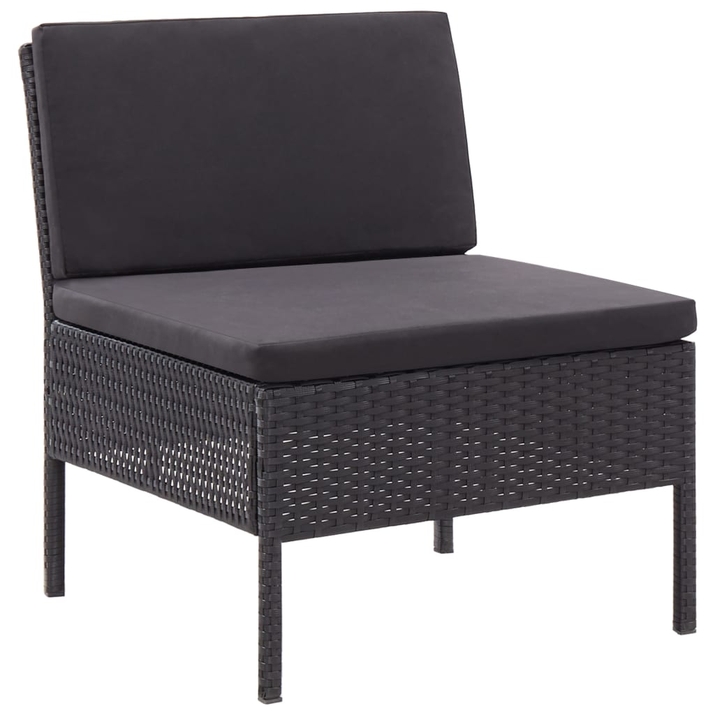 3 Piece Garden Lounge Set with Cushions Poly Rattan Black