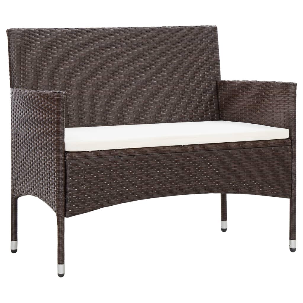 4 Piece Garden Lounge Set with Cushions Poly Rattan Brown