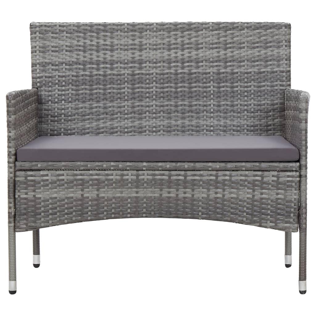 4 Piece Garden Lounge Set with Cushions Poly Rattan Grey