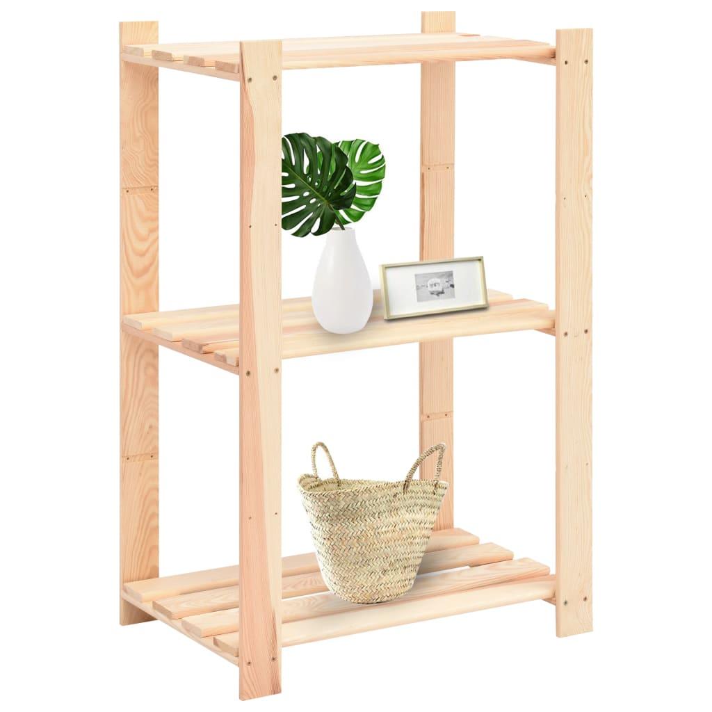 3-Tier Storage Racks 2 pcs 60x38x90 cm Solid Wood Pine 150 kg