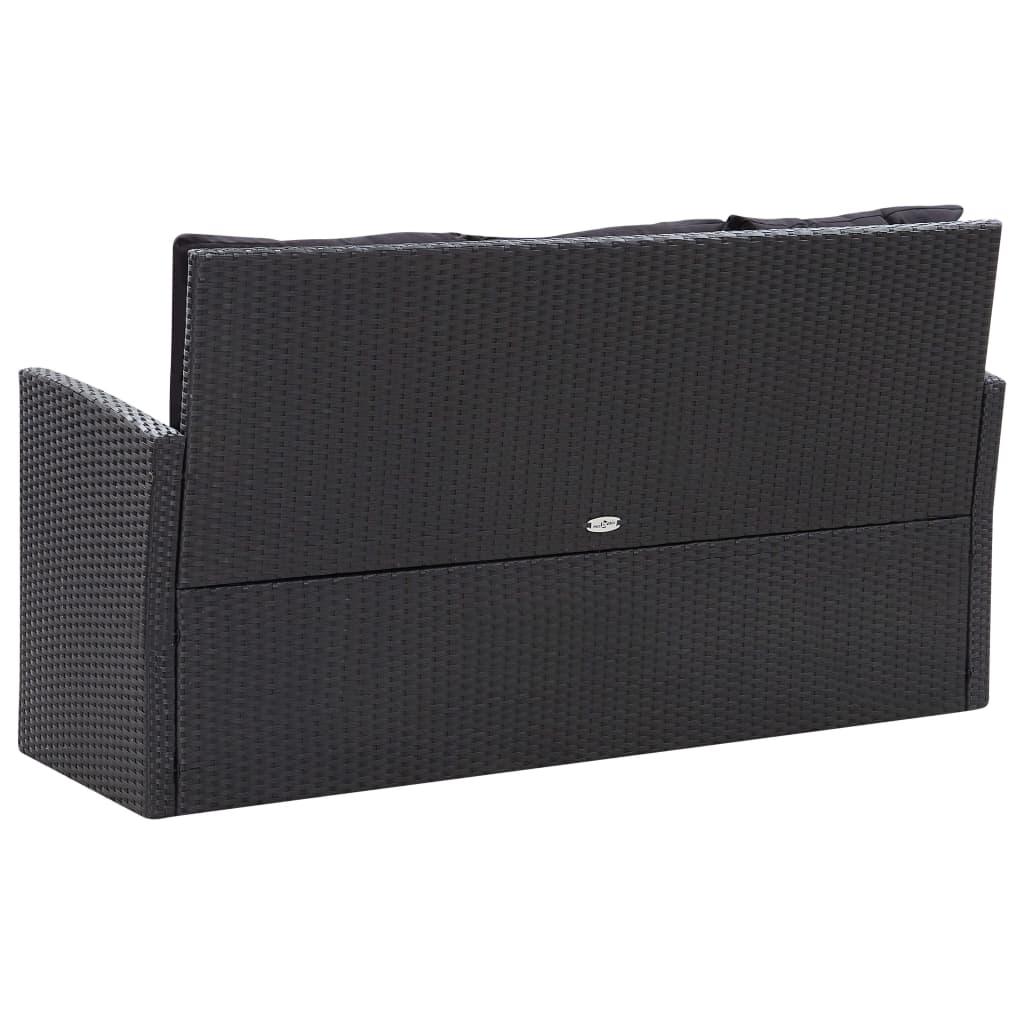 6 Piece Garden Lounge Set with Cushions Poly Rattan Black