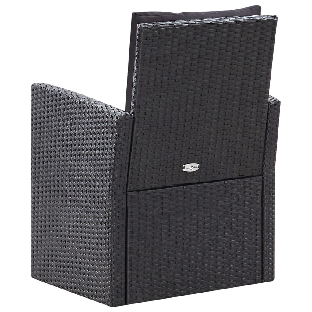 6 Piece Garden Lounge Set with Cushions Poly Rattan Black