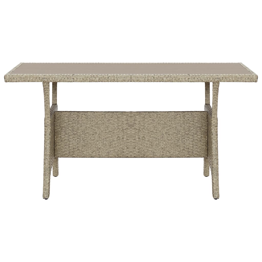 Garden Table Grey 130x70x66 cm Poly Rattan