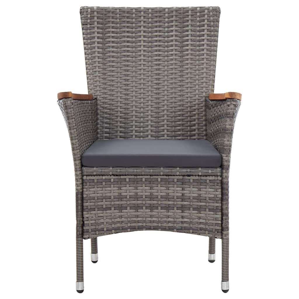 9 Piece Garden Dining Set with Cushions Poly Rattan Grey