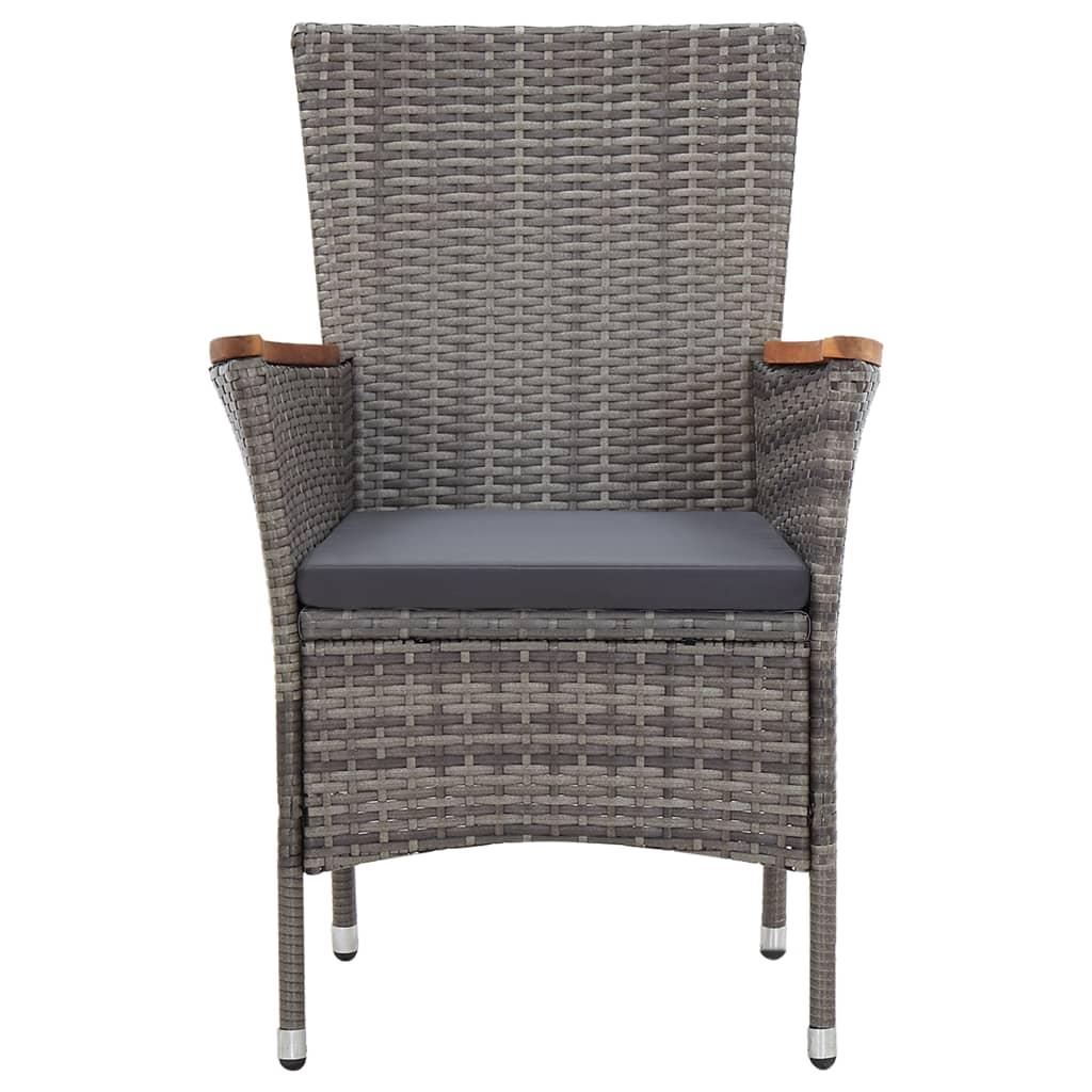 5 Piece Garden Dining Set with Cushions Poly Rattan Grey