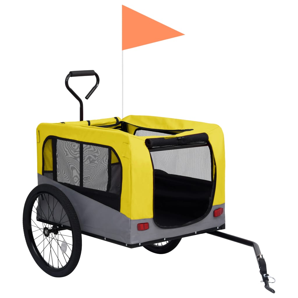 2-in-1 Pet Bike Trailer and Jogging Stroller Yellow and Grey