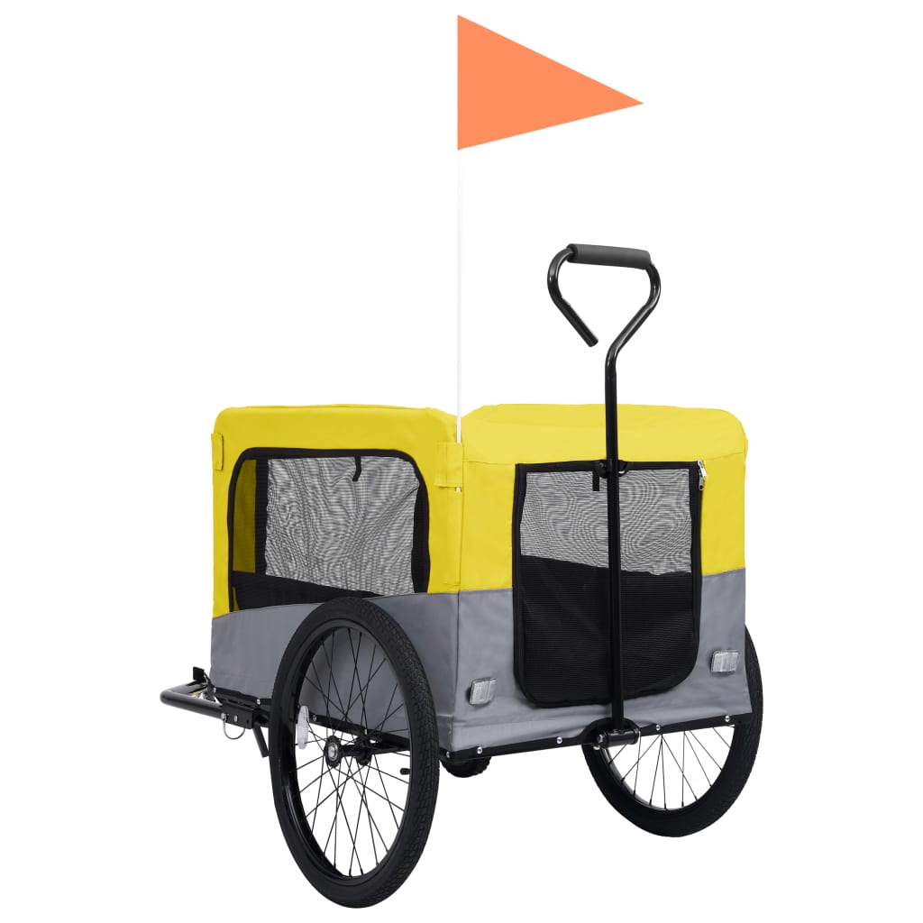 2-in-1 Pet Bike Trailer and Jogging Stroller Yellow and Grey