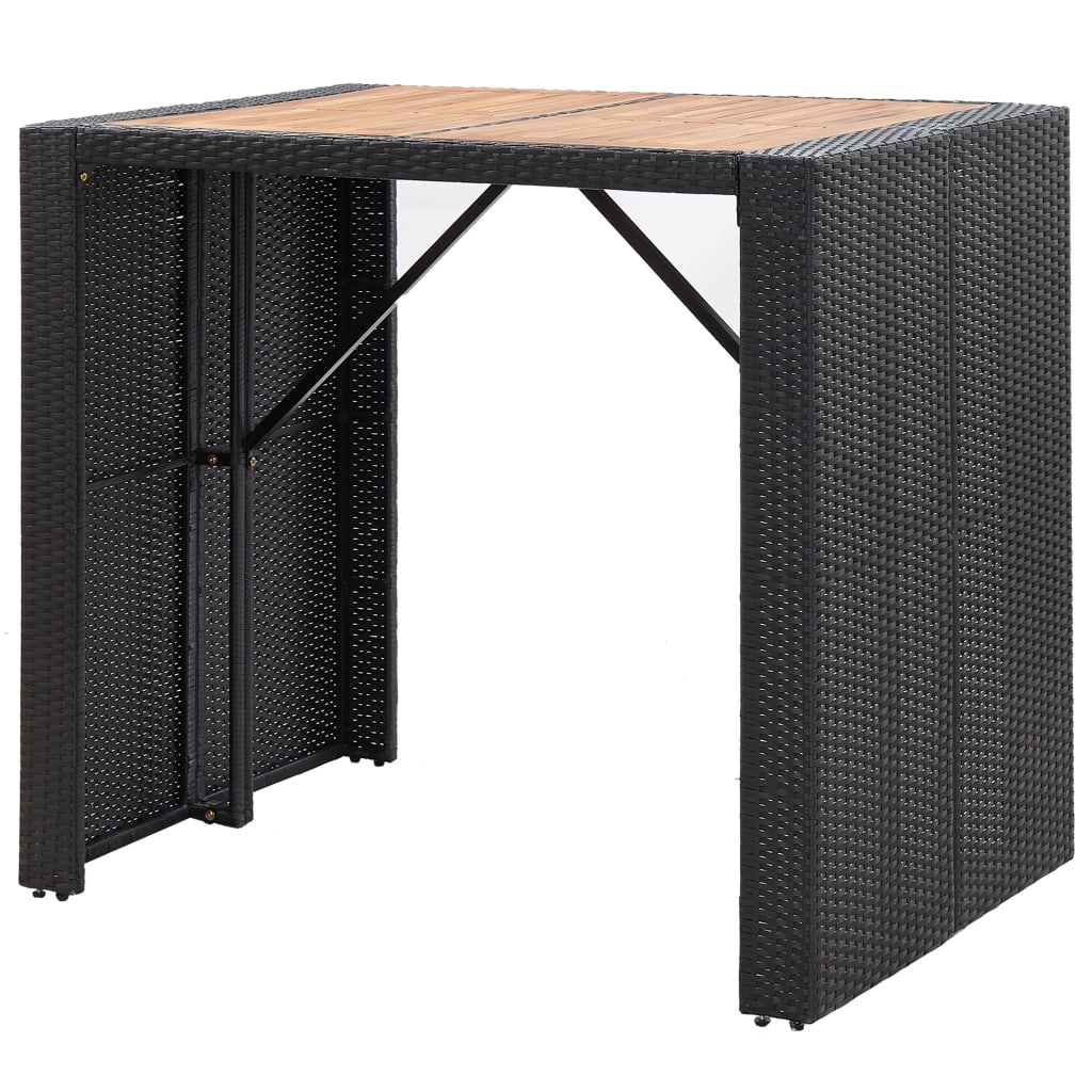 5 Piece Outdoor Bar Set Poly Rattan and Acacia Wood Black