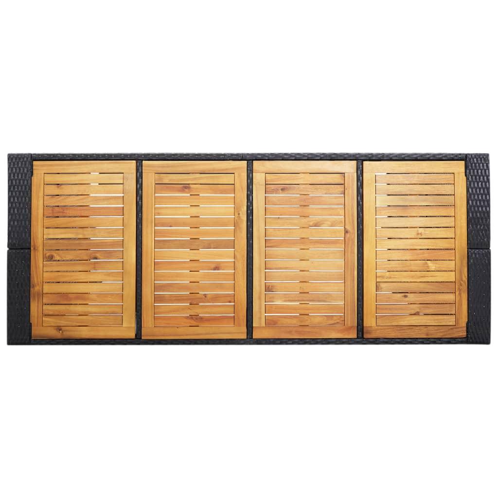 9 Piece Outdoor Bar Set Poly Rattan and Acacia Wood Black