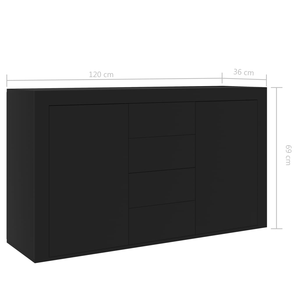 Sideboard Black 120x36x69 cm Engineered Wood