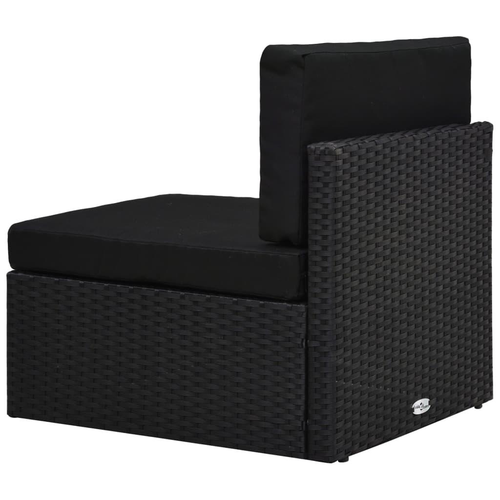 8 Piece Garden Lounge Set Poly Rattan Black