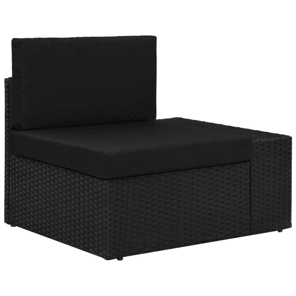 8 Piece Garden Lounge Set Poly Rattan Black
