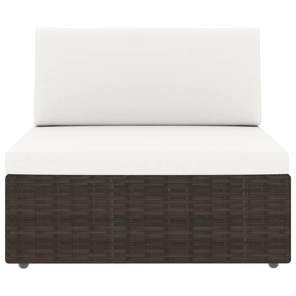 10 Piece Garden Lounge Set Poly Rattan Brown