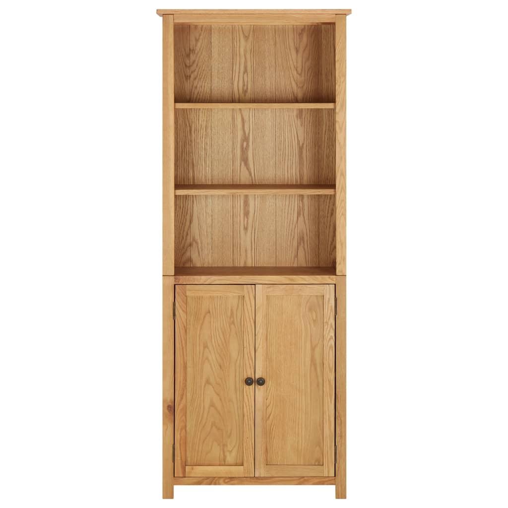 Bookcase with 2 Doors 70x30x180 cm Solid Oak Wood
