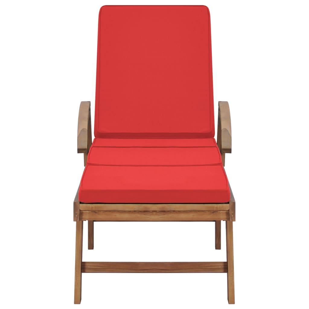 Sun Loungers with Cushions 2 pcs Solid Teak Wood Red