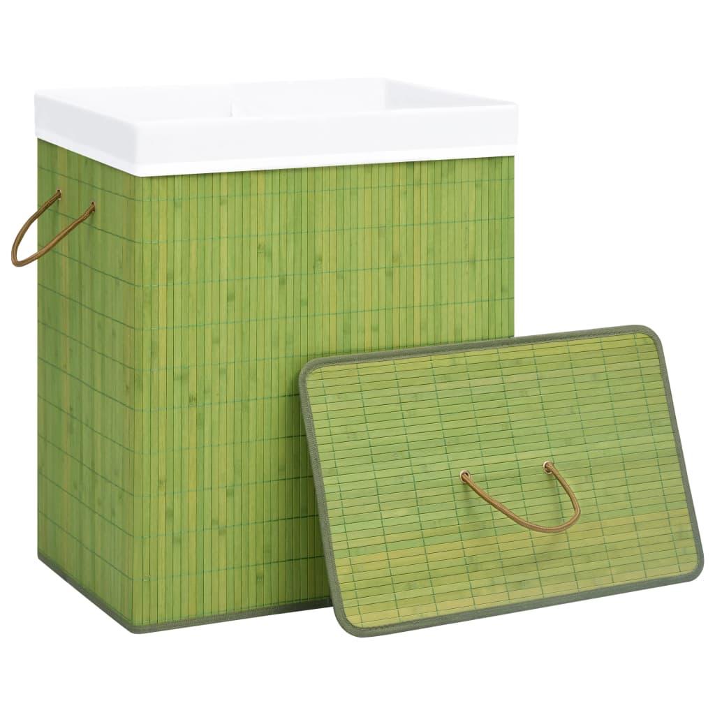 Bamboo Laundry Basket with 2 Sections Green 100 L