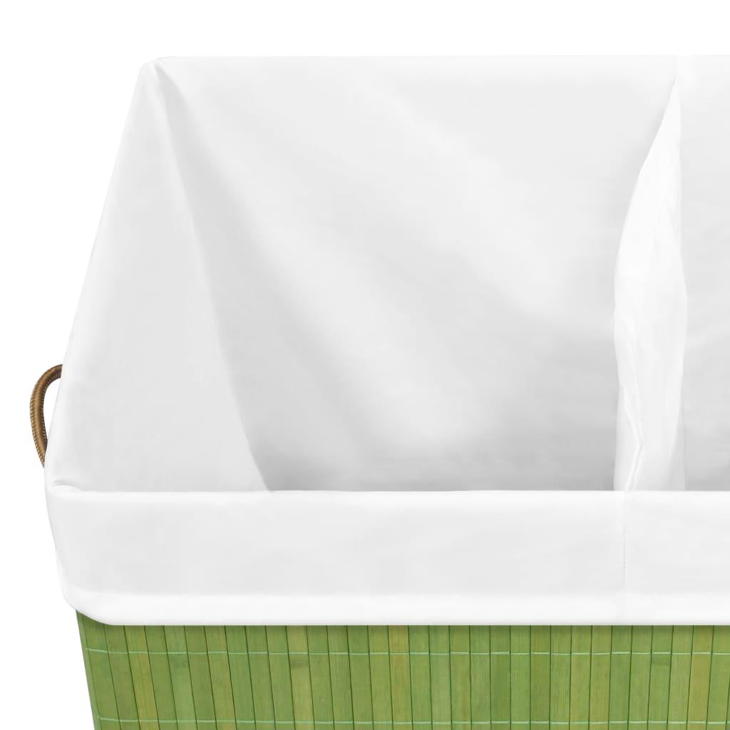 Bamboo Laundry Basket with 2 Sections Green 100 L