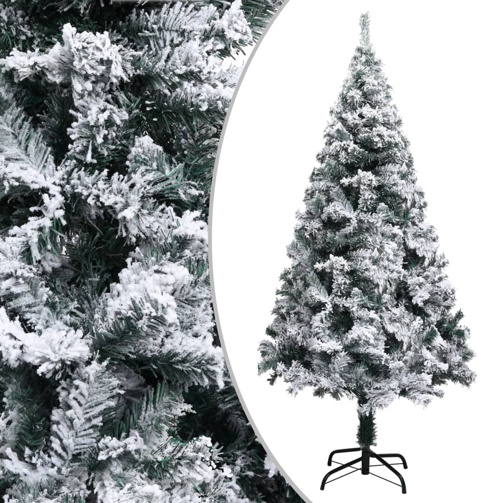 Artificial Christmas Tree with Flocked Snow Green 150cm PVC