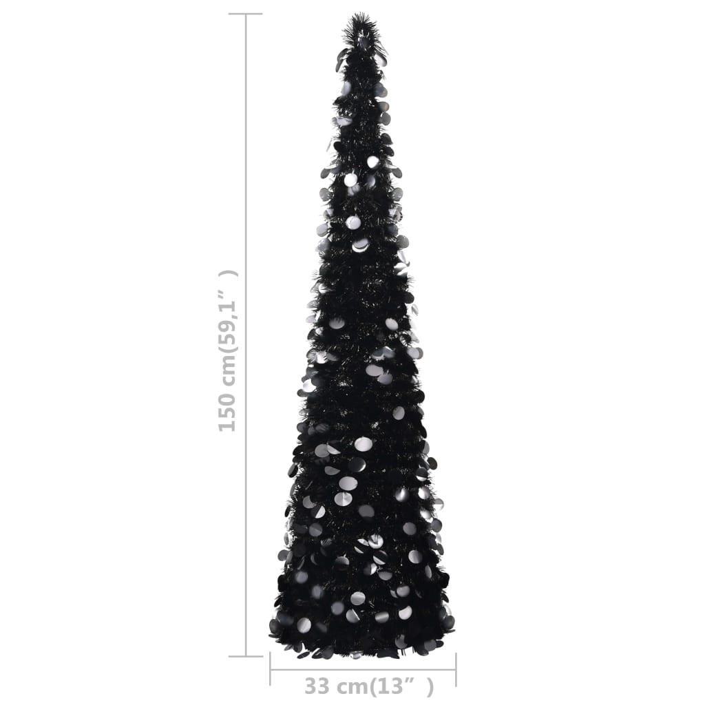 Pop-up Artificial Christmas Tree Black 150 cm PET
