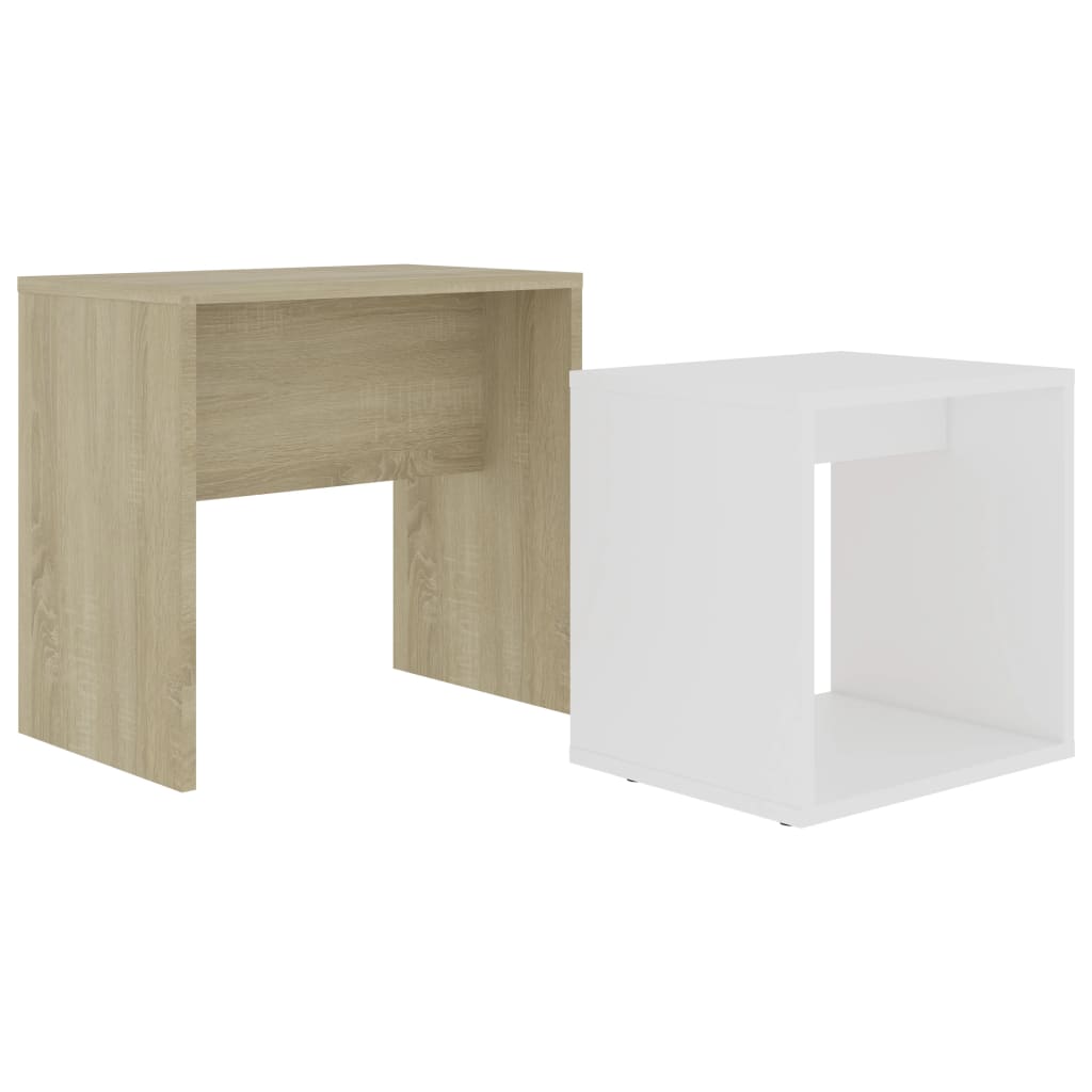 Coffee Table Set White and Sonoma Oak 48x30x45 cm Engineered Wood