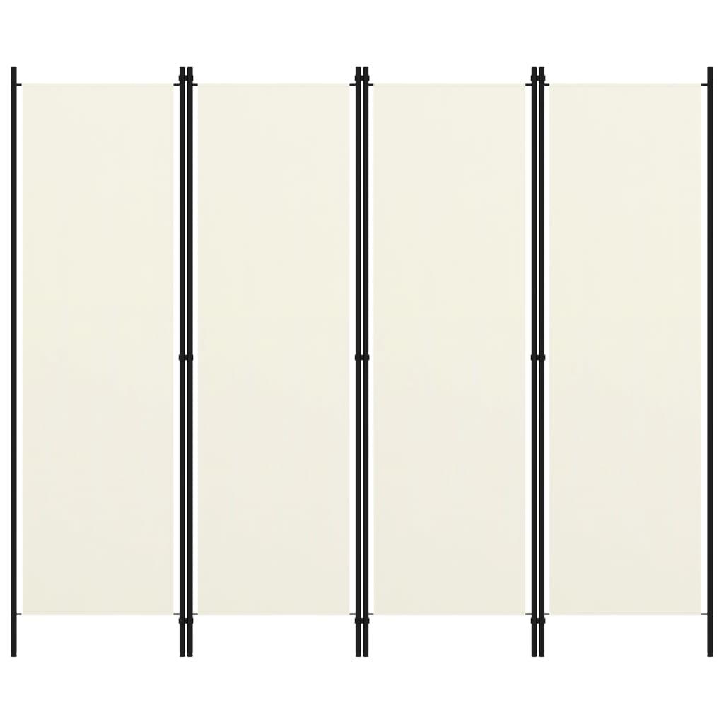 4-Panel Room Divider Cream White 200x180 cm