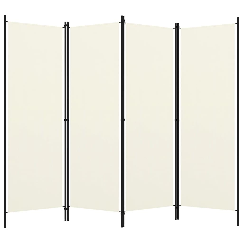 4-Panel Room Divider Cream White 200x180 cm