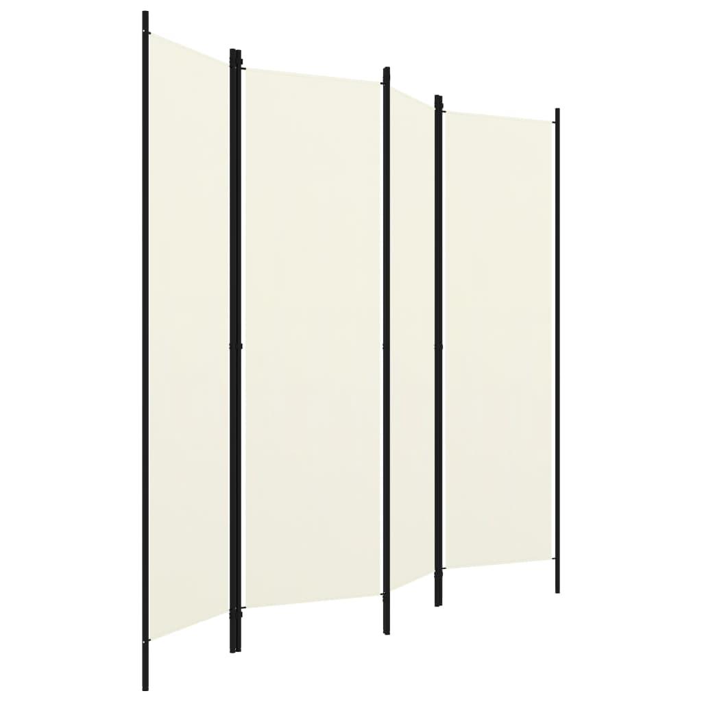 4-Panel Room Divider Cream White 200x180 cm