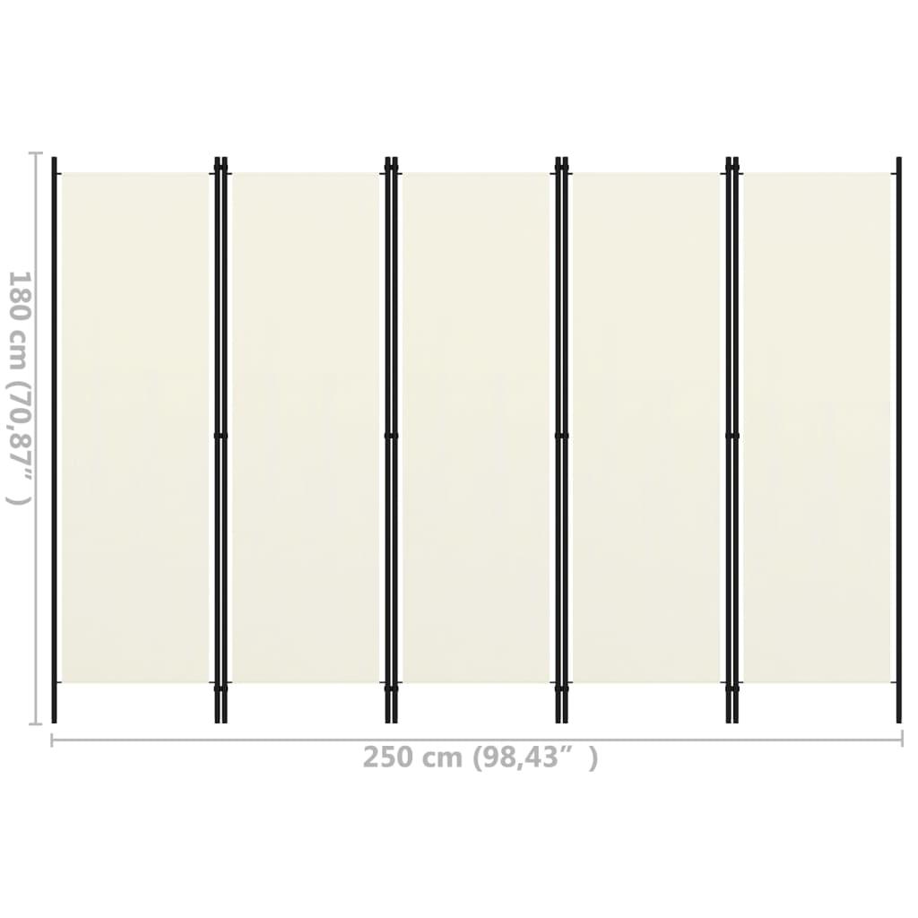 5-Panel Room Divider White 250x180 cm