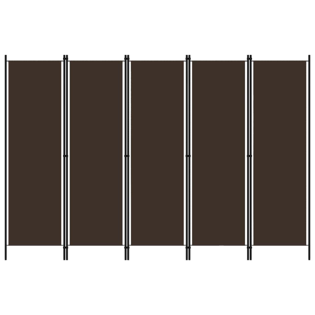 5-Panel Room Divider Brown 250x180 cm